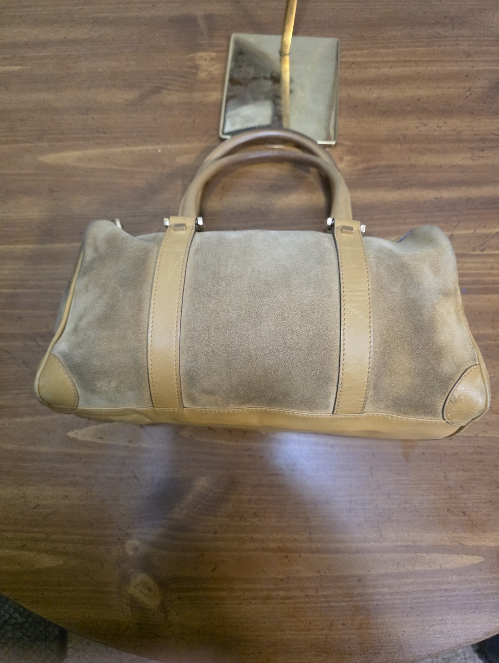 Gucci  Boston Brown/Tan Suede  Bag With C.O.A. - Picture 10 of 11